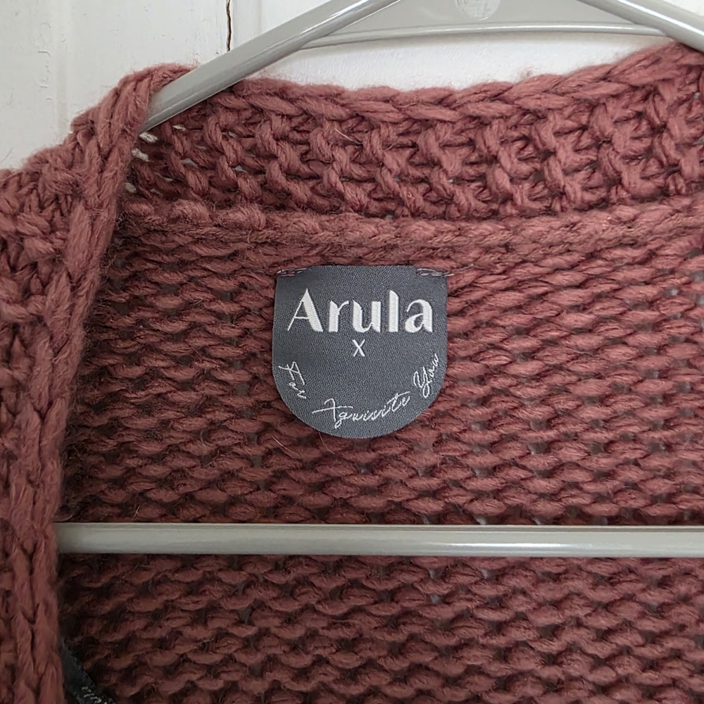 Arula Women's Floral Knit Sweater - Mauve and Cream - Picture 3 of 4